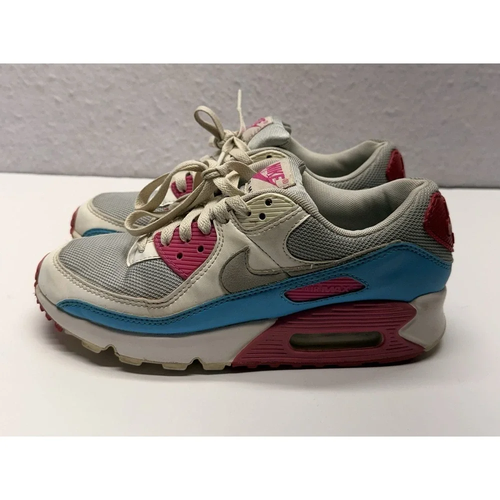 Nike Air Max 90 Vivid Pink Blue Fury Womens Size 8 Sneakers CT1030-001